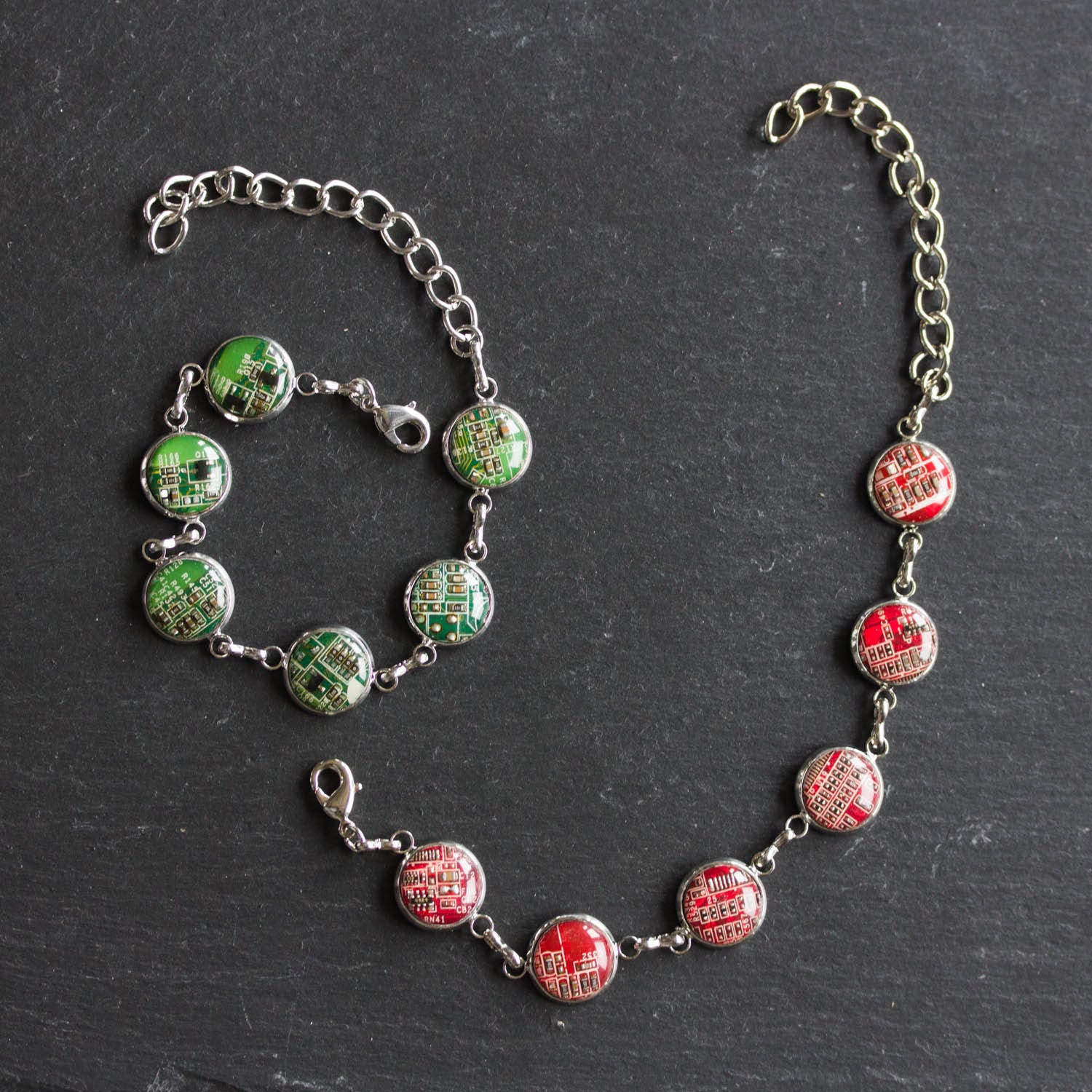 Recycled Circuit Board Bracelet – Handmade Rainbow Eco Jewelry from Upcycled Electronics