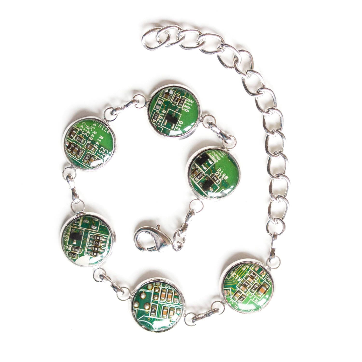 Recycled Circuit Board Bracelet – Handmade Rainbow Eco Jewelry from Upcycled Electronics
