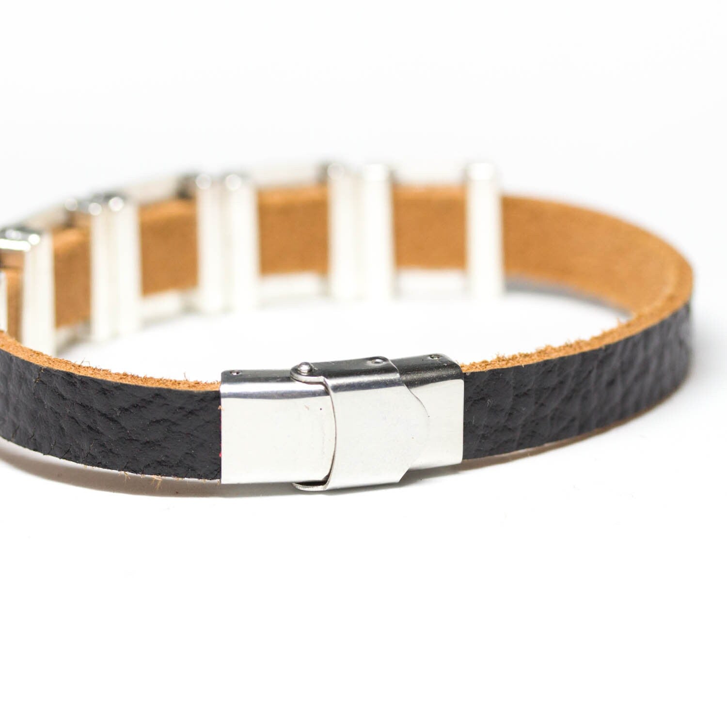Unisex Black Leather Bracelet with Recycled Circuit Board Beads – Adjustable Handmade Tech-Inspired Jewelry