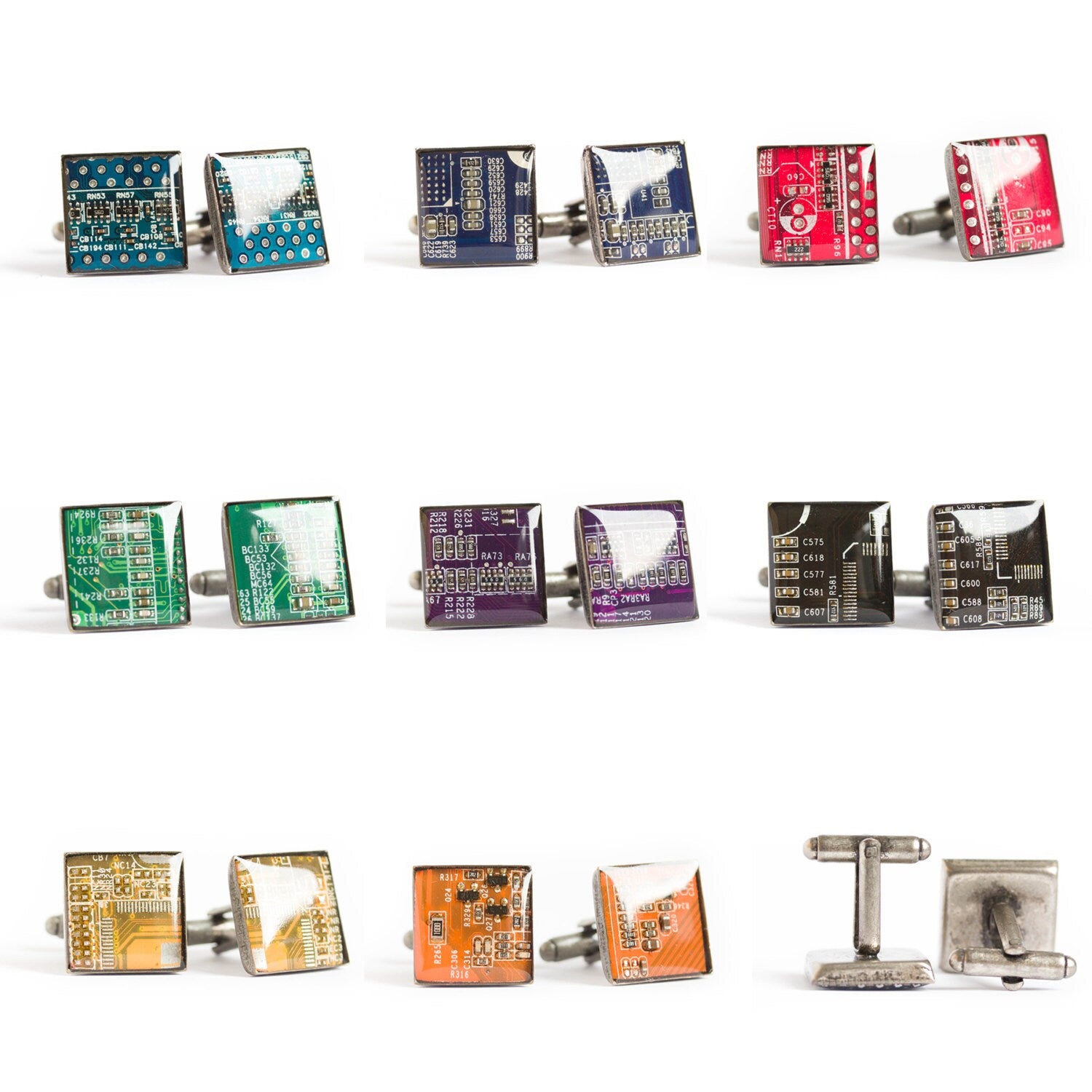 Handcrafted Cufflinks with Recycled Circuit Boards – Eco-Friendly Tech-Inspired Jewelry