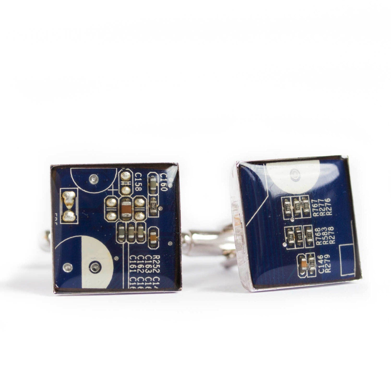 Circuit Board Cufflinks – Handmade from Recycled Computer Parts with Palladium Finish