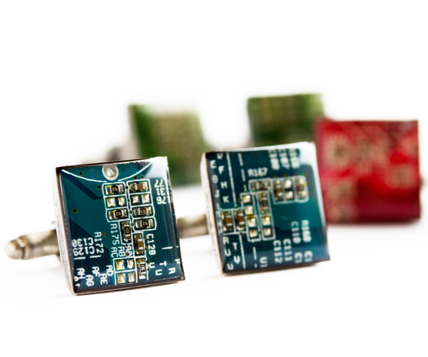 Handcrafted Cufflinks with Recycled Circuit Boards – Eco-Friendly Tech-Inspired Jewelry